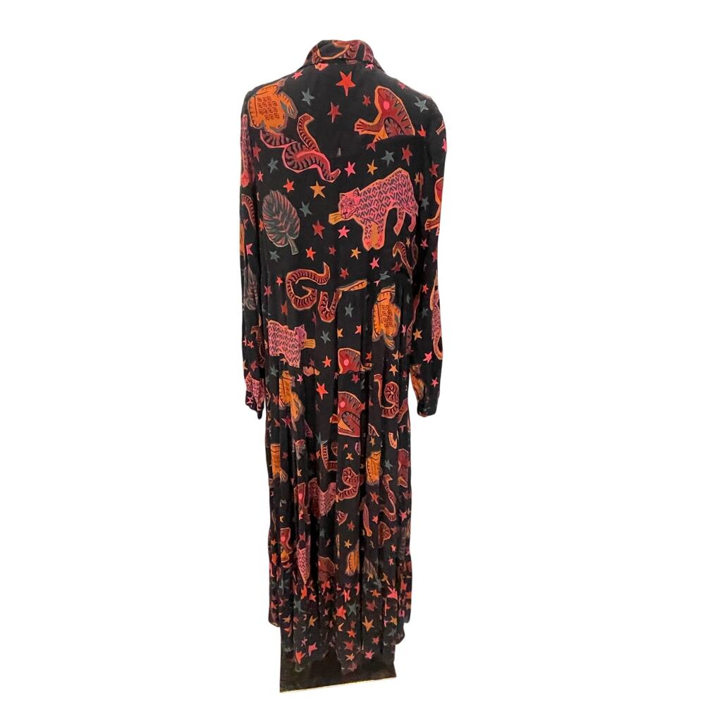 FARM Rio Black Animal Sky maxi shirtdress Size:M - Picture 1 of 11